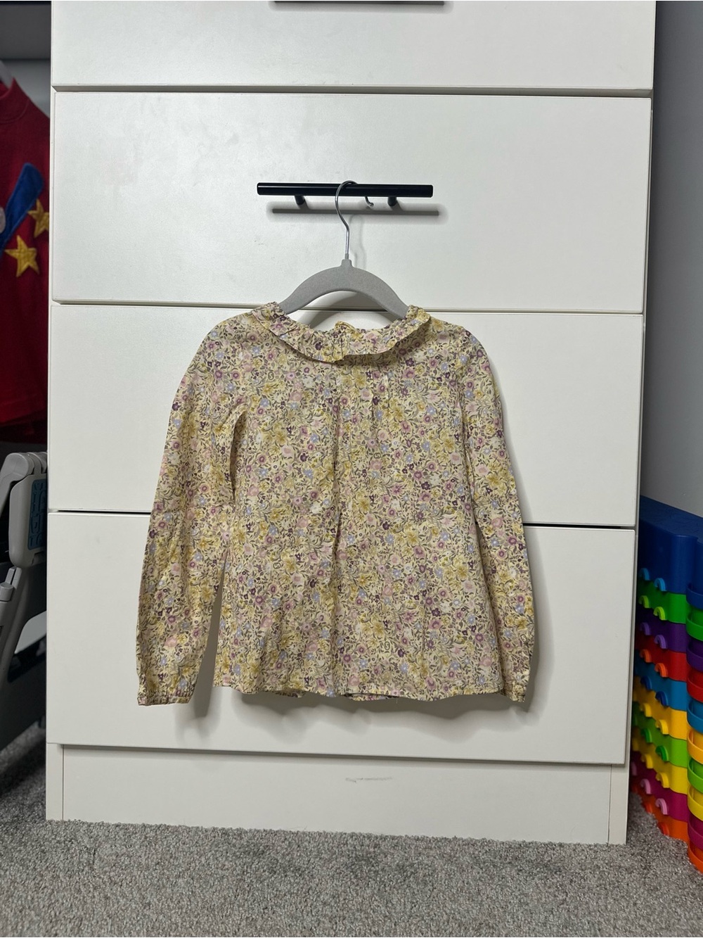 Gucci Girls' Floral Long Sleeve Blouse in Yellow and Pink
